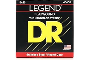 DR Strings FL-45 LEGEND Polished Flatwound Stainless Steel Bass Strings: Medium 45105, Natural