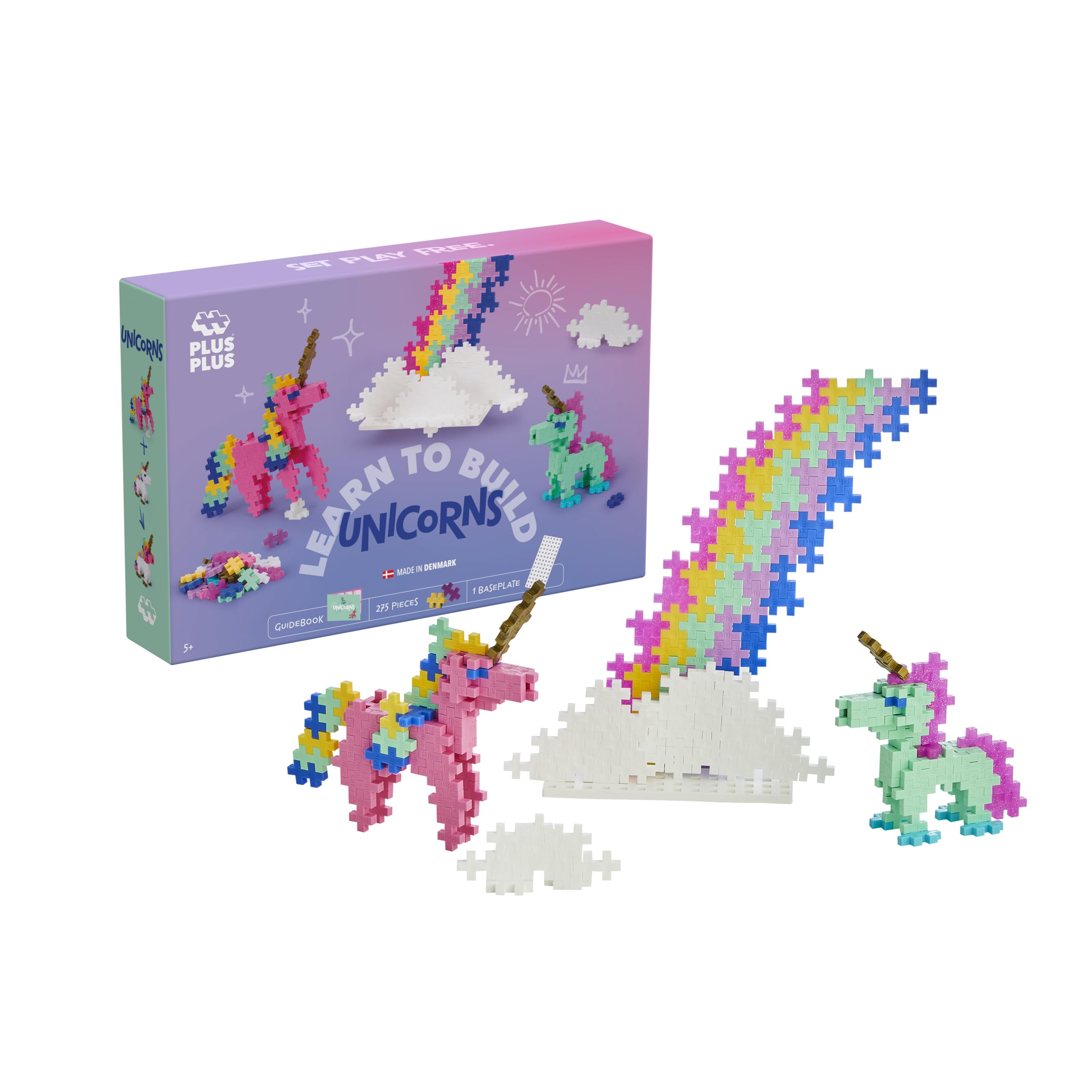 Plus-Plus 3908 Ingenious Construction Toy, Learn to Build, Unicorns, Creative Building Blocks, 275 Pieces — image 1