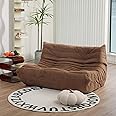 N&V Fireside Loveseat, Mid Century Armless Twin Size Floor Sofa, Soft Premium Corduroy Floor Lounge Chair, Foam Sofa Accent Chair for Living Room Bedroom and Office, Brown Sugar