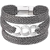 YKKZART Gold Bracelet for Women Multi Chain Mesh Bracelet Wisted Orb Circle Disc Mesh Wrap bracelet for Women Statement Jewelry