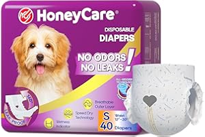 HONEY CARE All-Absorb Disposable Female Dog Diapers Small Size, Improved, 40 Count, Super Absorbent, Breathable, Wetness Indicator (Pack of 1, 40 Count Total)