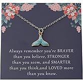 KUIYAI Whale Tail Necklace - Dolphin Lovers Gift With Message Card - Blue Whale Gift for Women