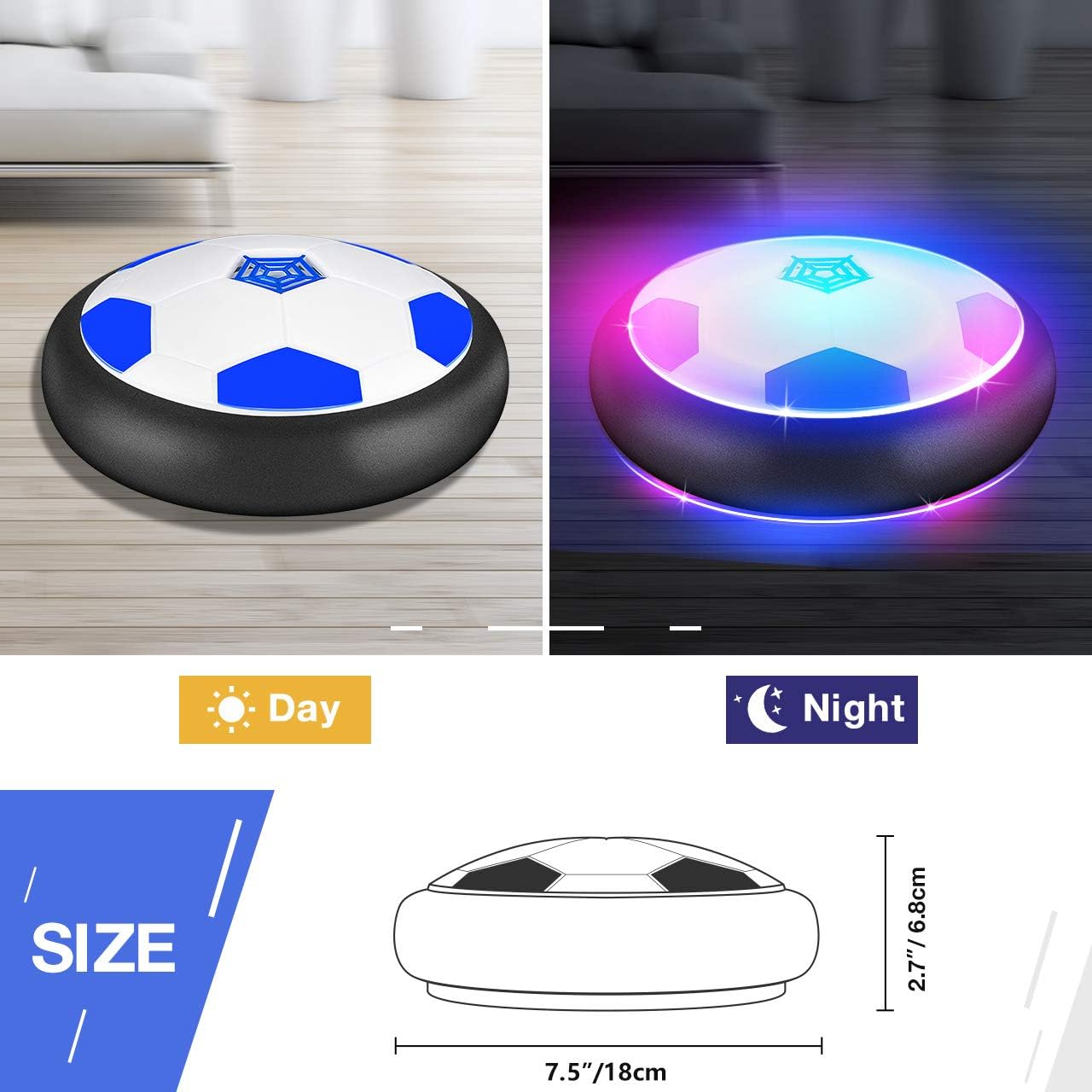 ATOPDREAM Cool Toys for 3-12 Year Old Boys, Hover Soccer Ball Indoor Kids Toys Floating Air Power Training Ball for Boys Age 3-12 Great Gift for Birthday Halloween Christmas, Blue: Toys & Games