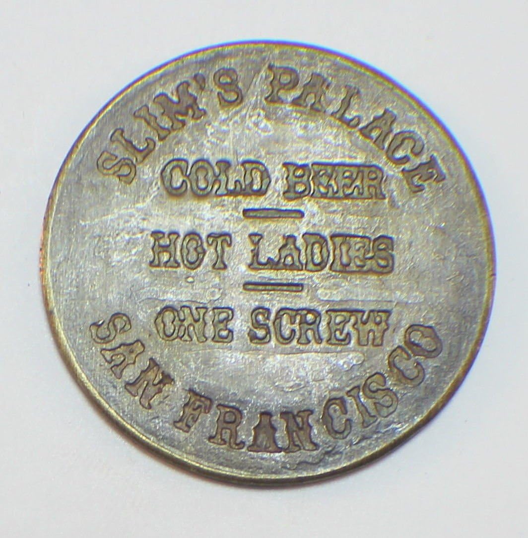 Amazon Com Slim S Palace San Francisco Solid Brass Brothel Token Home Kitchen