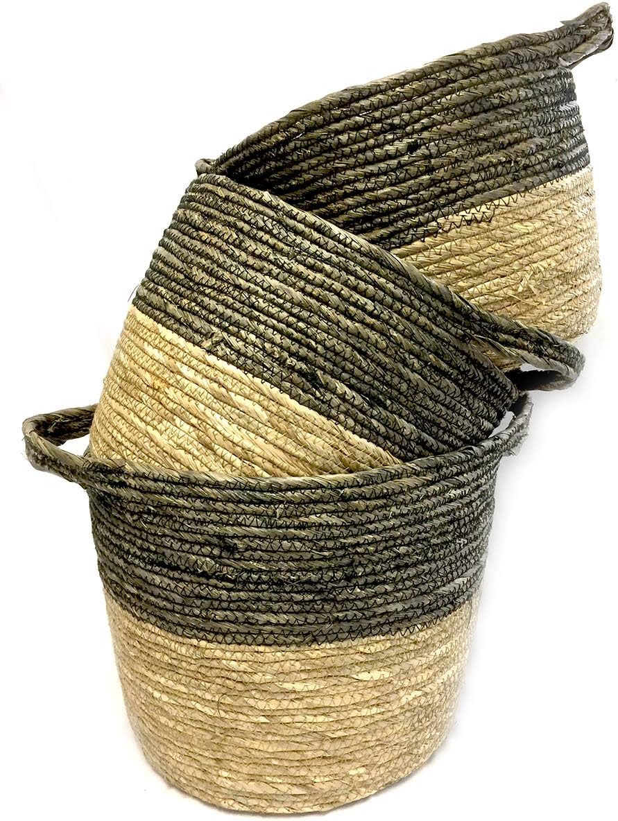 amazon storage baskets on Amazon Com Gwg Outlet Set Of Three Black And Natural Baskets Cch1003 Home Kitchen