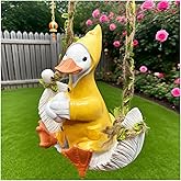 WangCow Floating Duck Garden Statue, Charming Garden Ornament for Patio-Balcony Decor with Adjustable Rope, Gifts for Women Mom Grandma