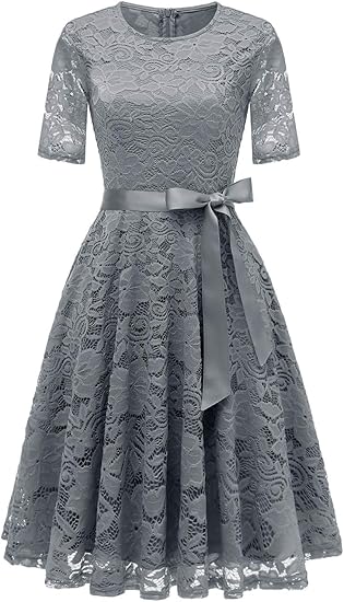 Amazon Co Jp Dresstell ドレステル ワンピース ドレス 結婚式 パーティードレス 総レース レースワンピース 半袖 Aライン ひざ丈 二次会 お呼ばれ 服 ファッション小物