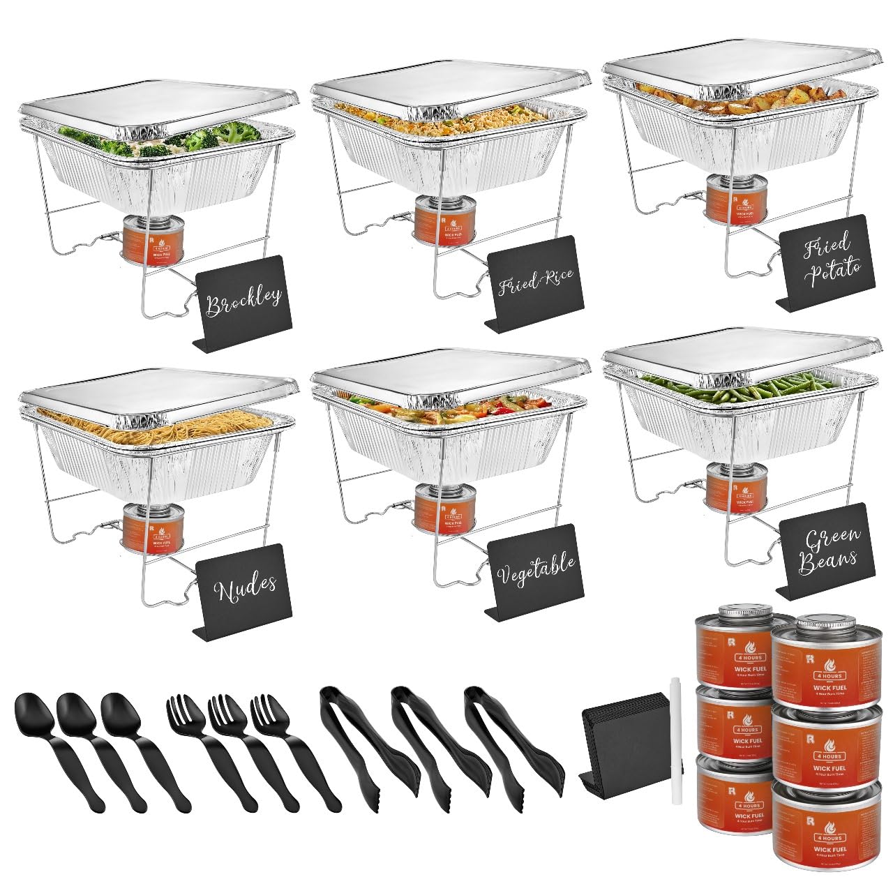 Nicole Fantini 36-Piece Chafing Dish Set – Disposable Aluminum Pans & Serving Utensils For Buffet
