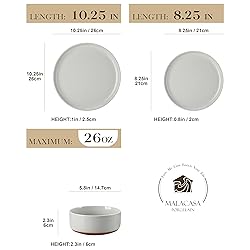 MALACASA Plates and Bowls Sets, 18 Pieces Modern