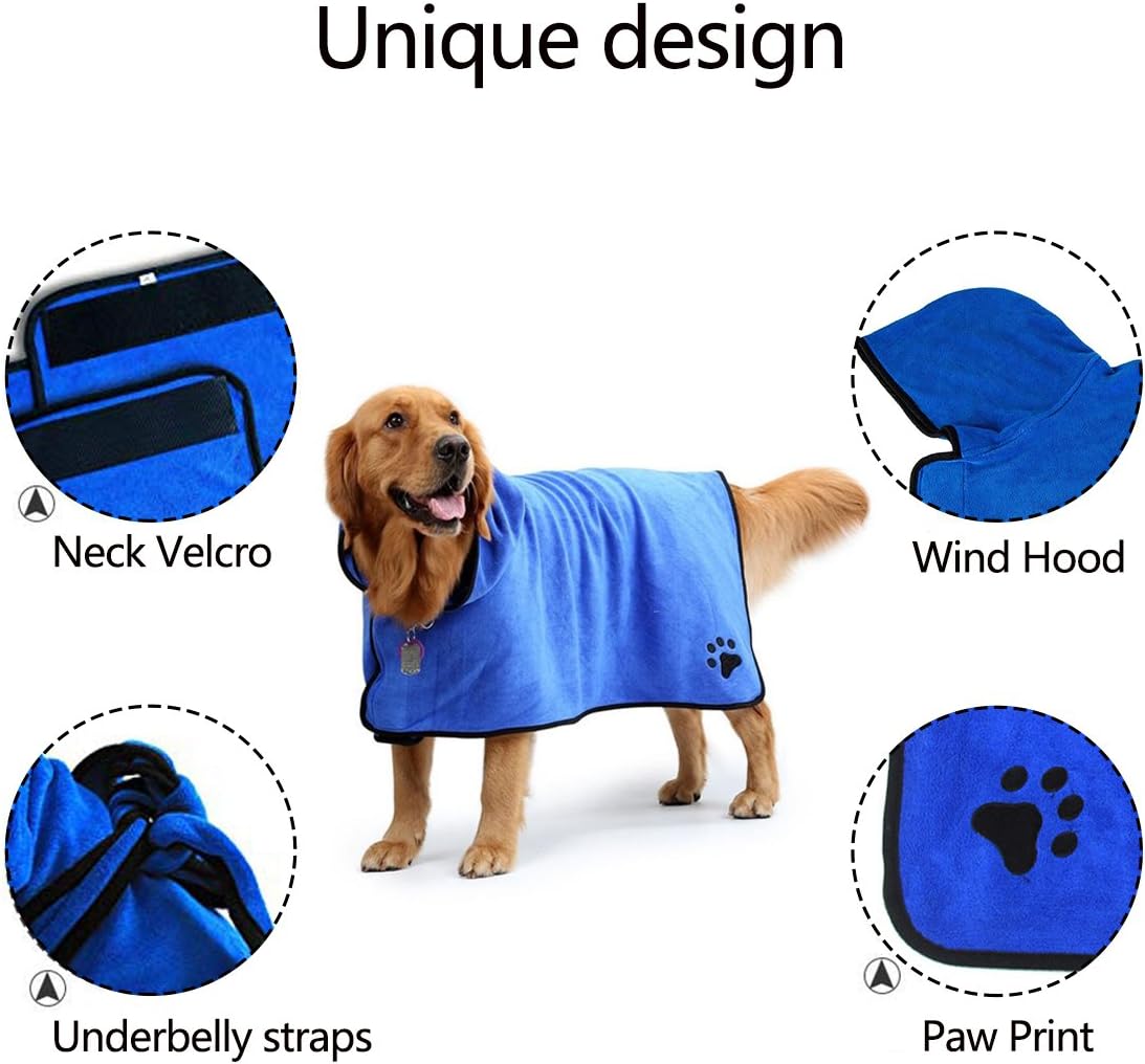 PETCUTE Dog Bathrobes Dog Robe Fast Drying Bathrobe for Dogs Microfiber dog towel Absorbent Dog Pajamas Small Medium Large Size - Image 5