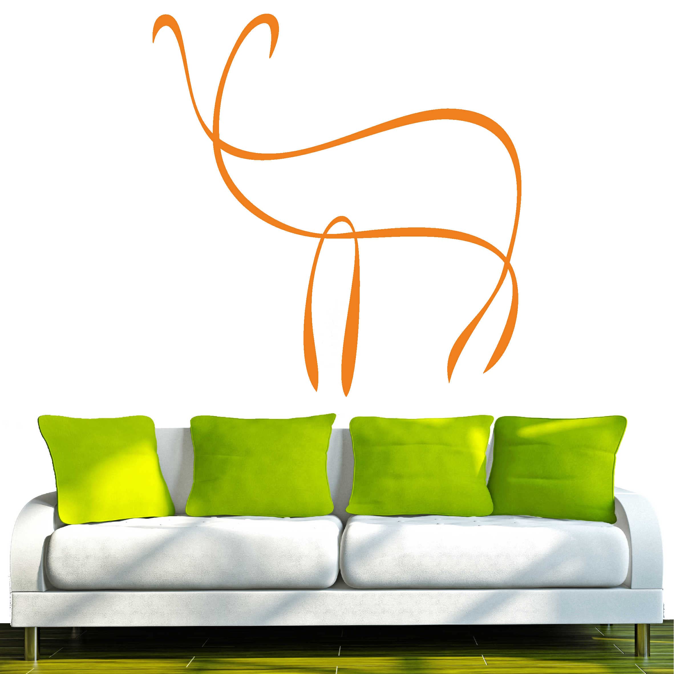 INDIGOS UG Wall Sticker, Wall stickers – D236 Beautiful Stag Deer tribal, Vinyl, Orange, 96 x 92 x 1 cm