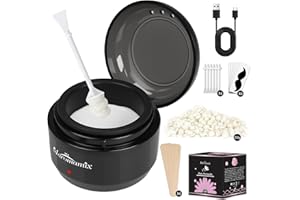 MAROMAMIX Nose Waxing Kit for Women & Men - Mini Portable Wax Warmer for Nose/Ear/Eyebrow/Beard/Lip Fuzz Hair Removal with 50g Hard Wax Beans, 10 Applicators & 5 Nose Hair Sticks &1 Silicone Pot - 5V USB