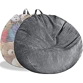 Kisoy Bean Bag Chair Cover (No Filler) Stuffed Animal Storage Bean Bag Cover Pets Dogs/Cats Lazy Beds. Washable Ultra Soft Corduroy Stuffed for Organizing Plush Toys or Textile, Sack Bean Bag