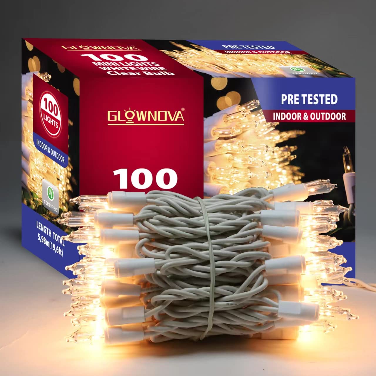 GLOWNOVA White Wire, Clear Incandescent Bulb 100