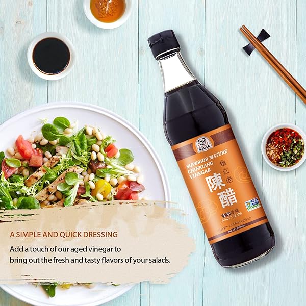 52USA CHINESE BLACK VINEGAR 16.9 FL OZ (500ML), 3 YEARS MATURE AGED BLACK RICE VINEGAR, CHINKIANG VINEGAR, ZHENJIANG VINEGAR. NON-GMO PROJECT VERIFIED VINEGAR
