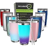 CHILLOUT LIFE 20 oz Stainless Steel Tumbler with Lid - Double Wall Vacuum Insulated Coffee Mug with Splash Proof Lid and Stra