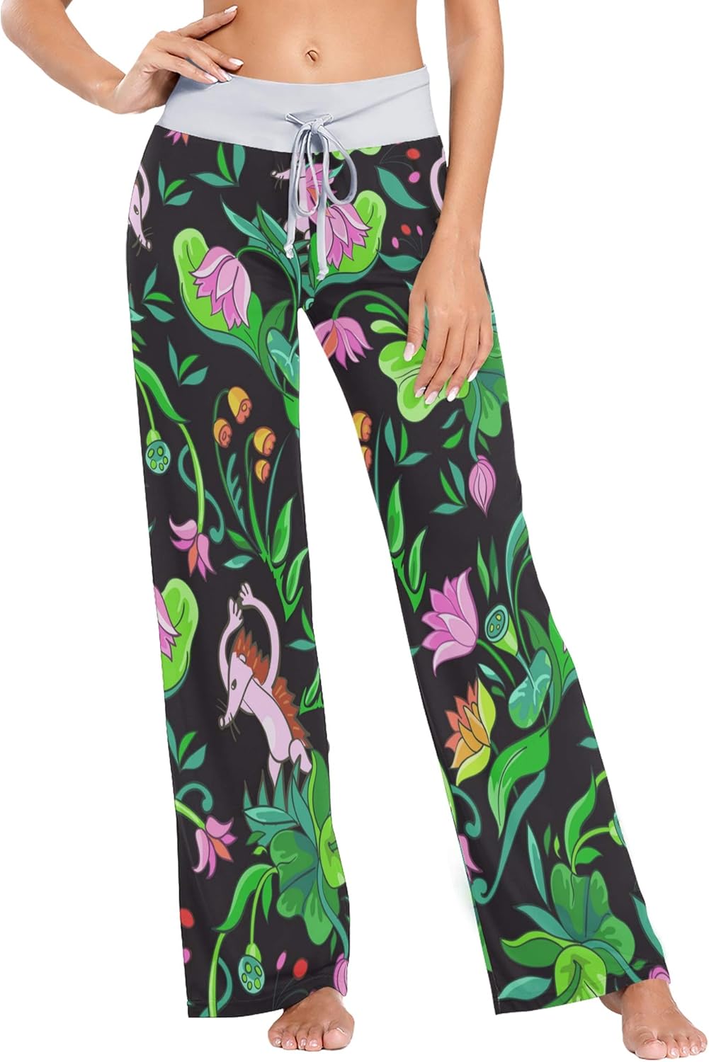 UWSG Womens Pajama Pants Leggings,High Waist Palazzo Drawstring Wide Leg Lounge Pants Clothing
