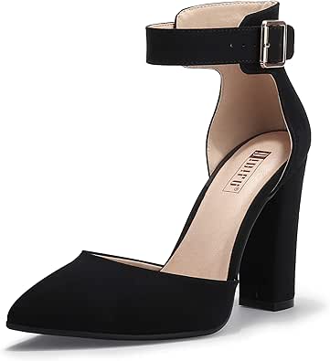 IDIFU Women's Mary Jane Pumps - 4 Inch Chunky Heel Dress Shoes For Weddings & Formal Events