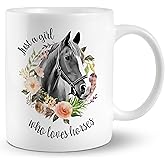 JRTW Horse Mug - Just a Girl Who Loves Horses Cup, Coffee Mug Ceramic, Gifts for Horse Lovers and Girls