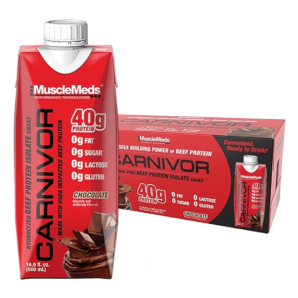MUSCLEMEDS CARNIVOR RTD, READY TO DRINK PROTEIN, LACTOSE FREE, SUGAR FREE, 40G ISOLATE PROTEIN, MUSCLE BUILDING, RECOVERY, CHOCOLATE, 16.9 FL OZ (PACK OF 12)