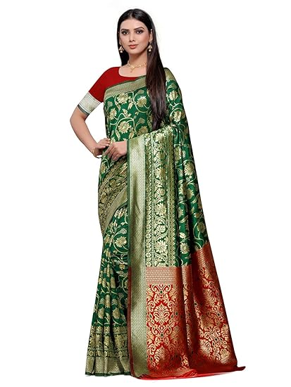 Shiv Textiles Womans Banarasi Silk Saree With UnStich Blouse(BA_45)
