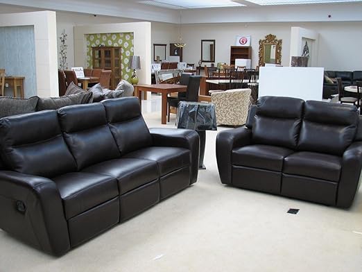 Venezia 3 2 Leather Recliner Sofa Suite Brown Or Black Xmas Sale