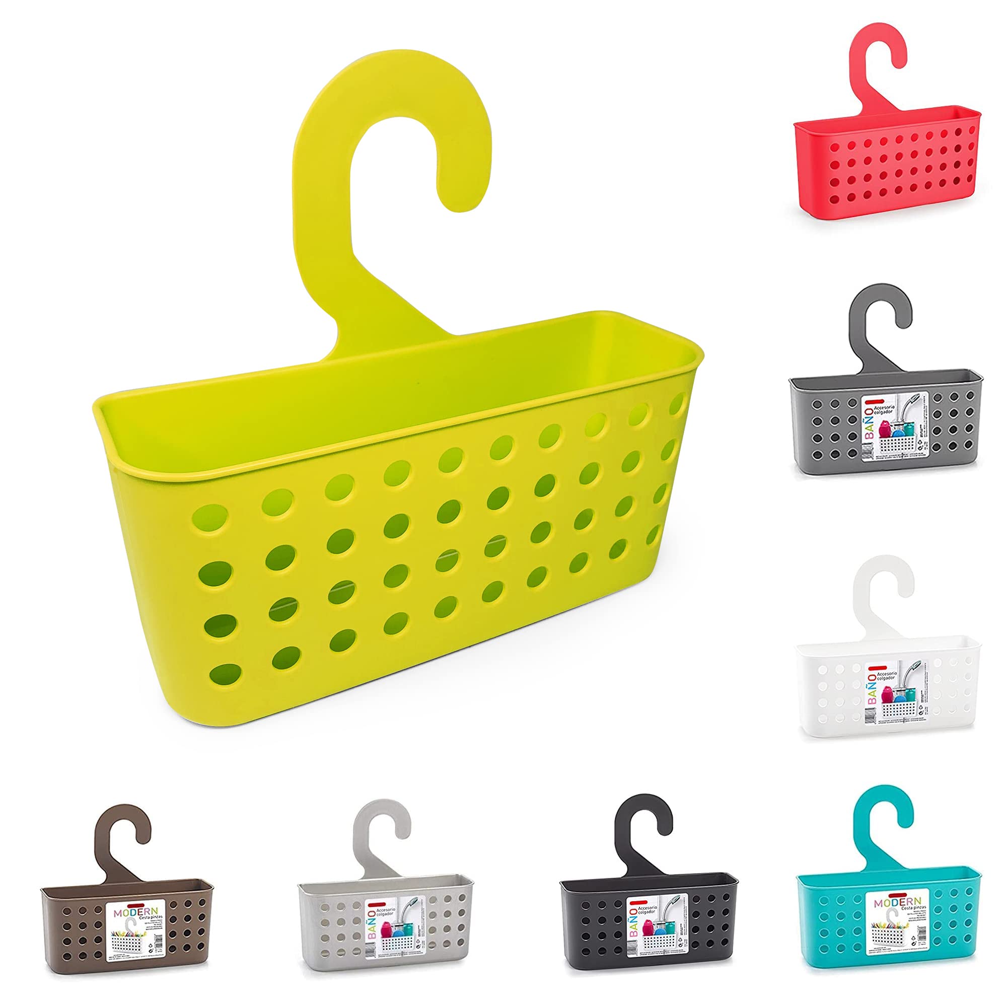 PLASTIFIC Plastic Hanging Shower Basket Bathroom Caddy Basket Organizer 26 x 8 x 24 cm (Green, 26 x 8 x 24 cm)