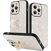KANGHAR for iPhone 14 Pro Max Case White Leopard Print Pattern Cute Cheetah Wristband Stand Phone Cover for Women Girls Men Shockproof Slim Protective Cover for iPhone 14 Pro Max 6.7 Inch