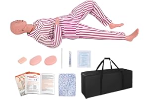 SFXYJ Patient Care Medical Manikin, 5.24ft Life Size Patient Human Model Multifunction Demonstration Mannequin with 3 Muscle Module & Patient Gown & Urinary Catheter for Teaching Pratice