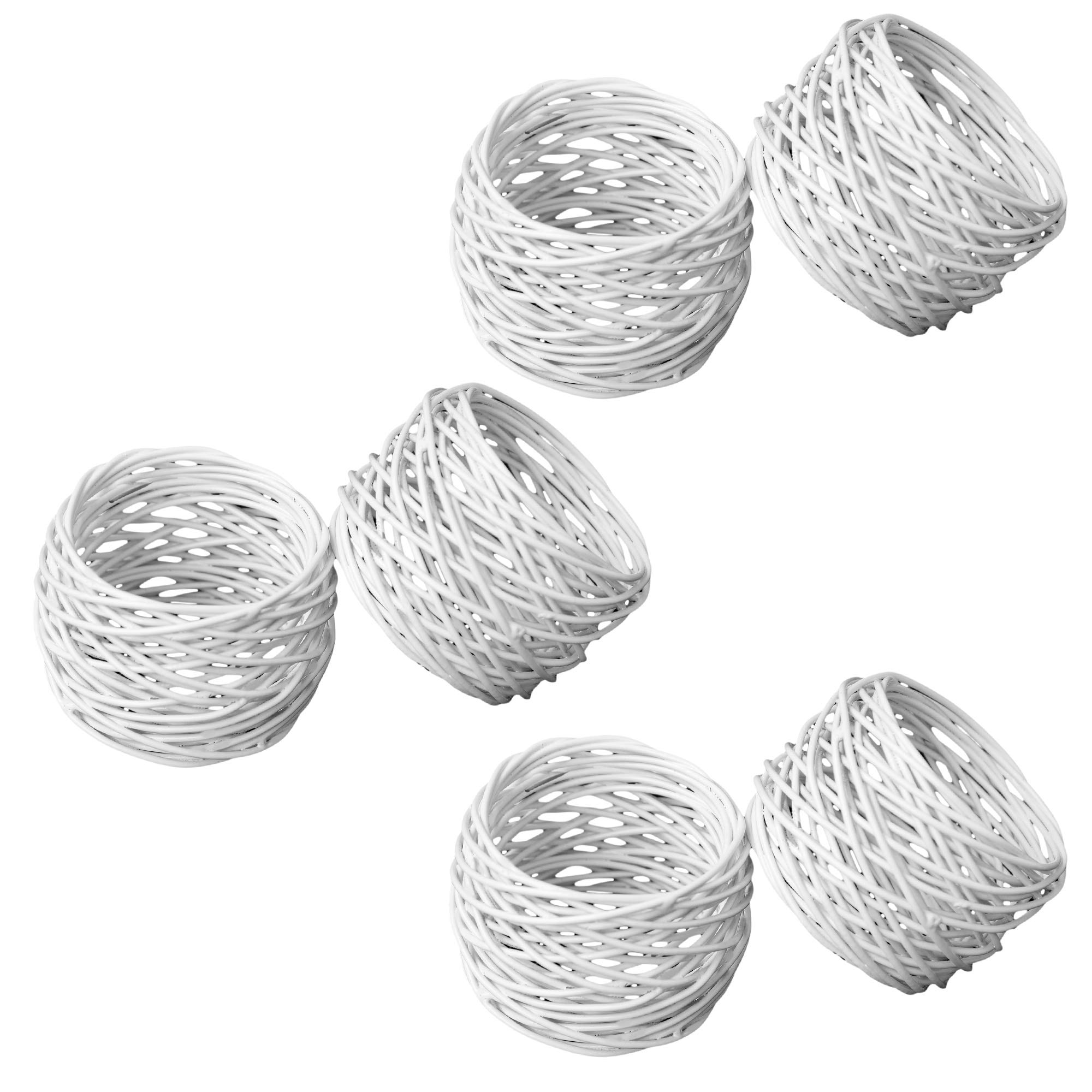 ITOS365 Handmade White Round Mesh Napkin Rings Holder for Dinning Table Parties Everyday, Set of 6