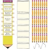 Amazingspark 57 Pcs Behavior Chart for Classroom, Pencil | Behavior Clip Chart for Student Management, Reward System with 40 Clips for School Preschool Child Care