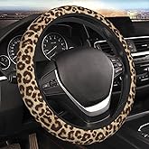 Leopard Print Steering Wheel Cover for Women Men, Universal 15 Inch Steering Wheel Protector Anti-Slip Sweat Absorption Auto Accessories Fit Truck SUV
