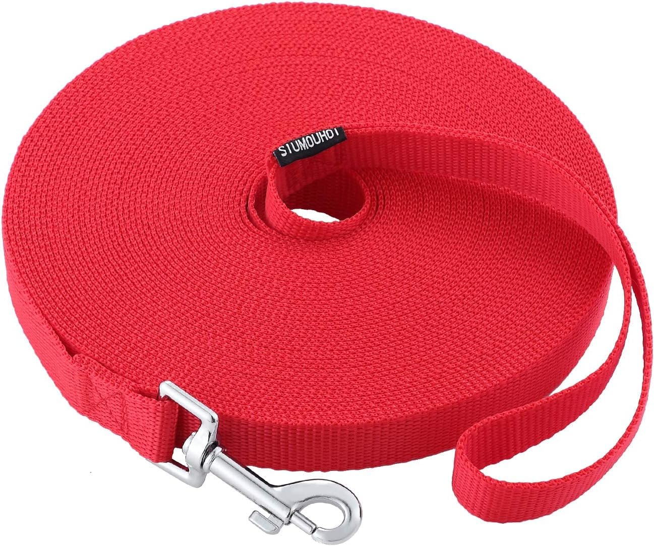 Siumouhoi Dog/Puppy Obedience Recall Training Agility Lead - 15ft 20ft 30ft 40ft 50ft Training Leash - Great for Training, Play, Camping, or Backyard（Red，40 Feet）