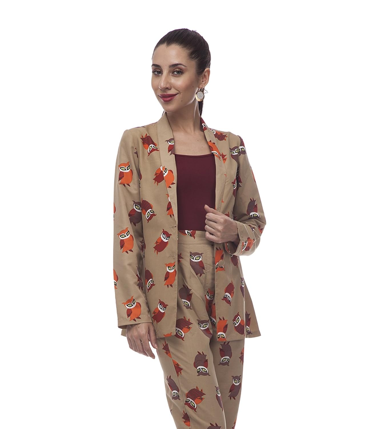 @499 full sleeves casual beige::orange blazer