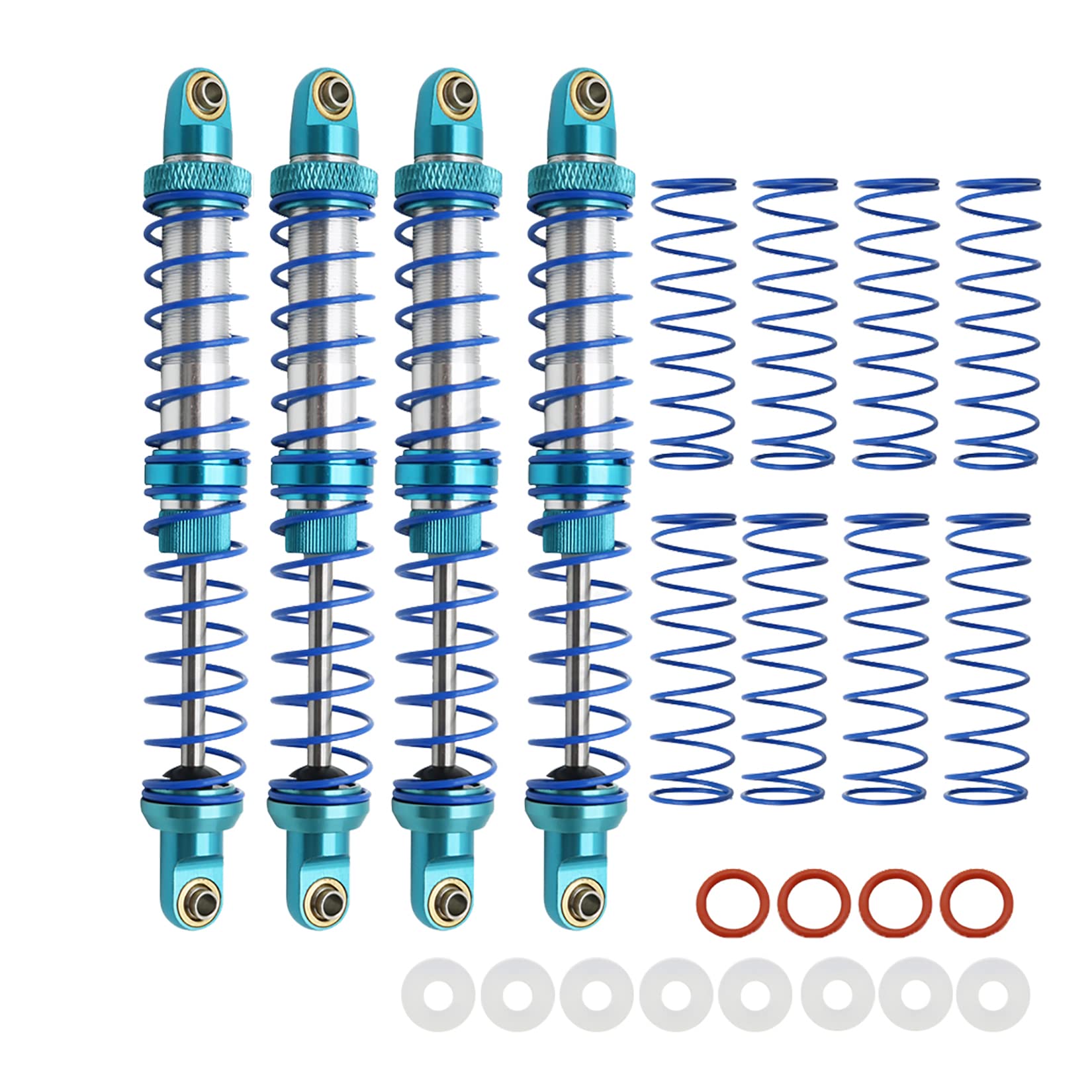 RXZIXYL 4-Pack Front Rear RC Shock Absorber 70mm 80mm 90mm 100mm 110mm 120mm Adjustable Assembled Spring Damper Axial SCX10 Oil Damper for 1/10 RC Crawler Car AXI03007 RBX10 D90 TRX4…