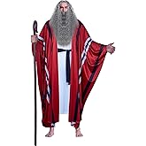 Kusilop Moses Costume with Robe Tunic Belt Wig Beard Cane