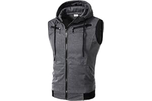 Ymosrh Men's Undershirts Tank Top Hooded Tank Tops Zip Up Bodybuilding Fitness Muscle T Shirt Sleeveless Hoodie, M-5XL