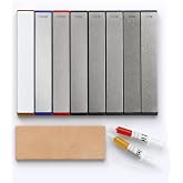 DMD Diamond Sharpening Stone 11 Pcs with 8 Pack 150/&ndash;1500/ Grits 1x6 Inch | 8 pcs Diamond Sharpening Kit with Leather Strop &amp; Polishing Compounds Professional Whetstones For Fix-Angle Sharpening System