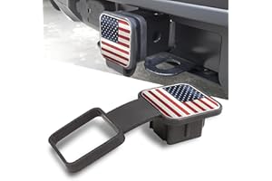 Civwesi 1 PC Trailer Hook Dust Plug, Plug-in Rust-Proof Anti-Lost Towing Hook Protective Cover, 2" Receiver Square Mouth American Flag Decoration, Universal for Cars (Red & Black)