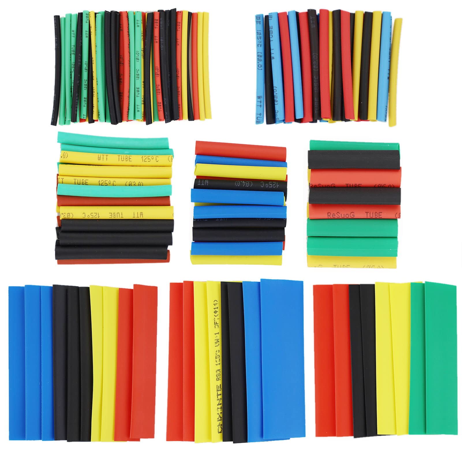 164 Pieces Heat Shrink Tubing - Electrical Cable Shrink Cable Kit 2:1 Electric Insulation Heat Shrink Wrap Cable Sleeve 5 Colors in 8 Sizes