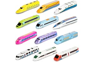 Crelloci 1CORPER Toys Bullet Train Pull Back Toy High Speed City Train Modern Locomotives for Kids Toddle Boys - Bundle of 12