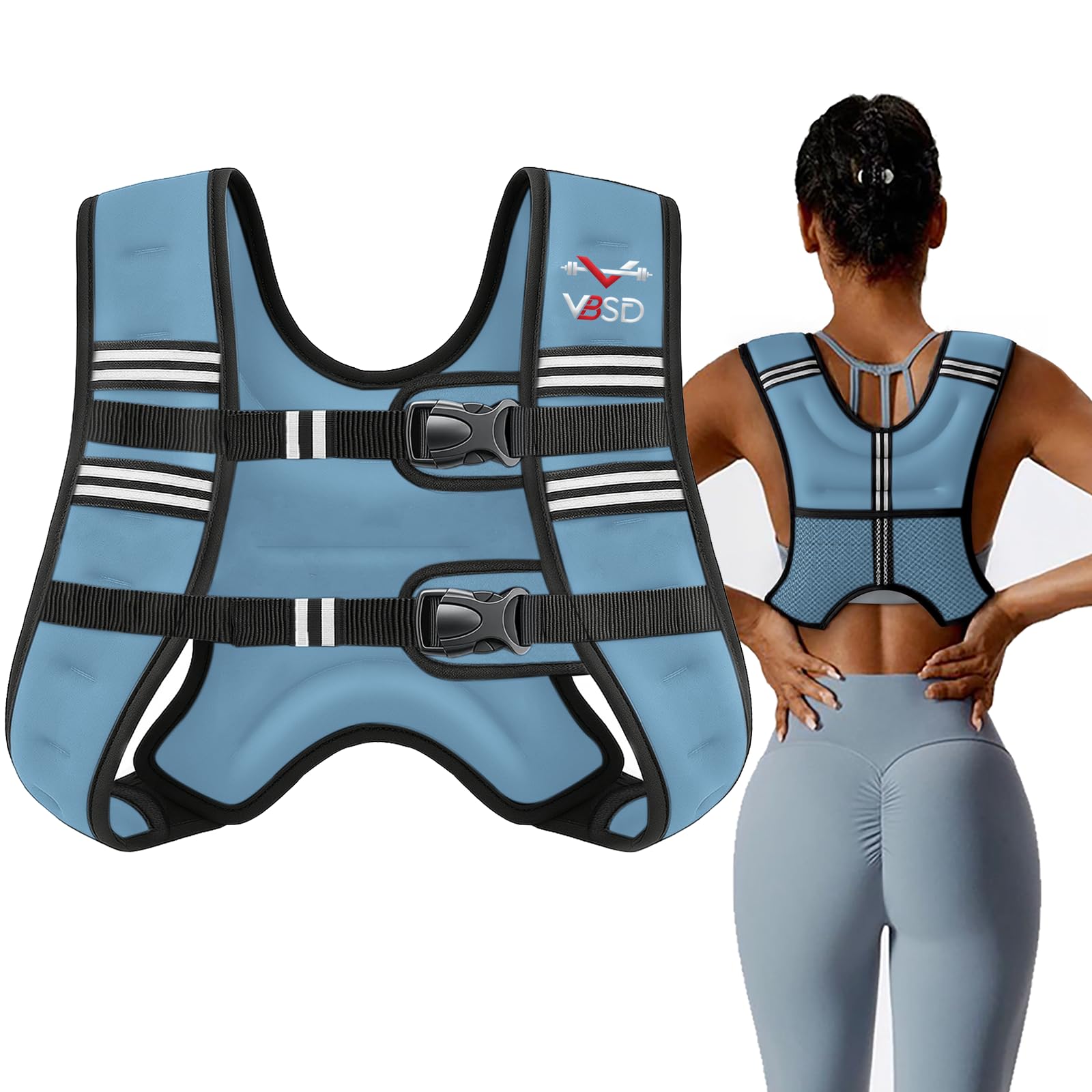 VBSD Weighted Vest Woman 20LB Weight Vest for Women Men Body Weight Vests for Walking Strength Training Running Workout Jogging Fitness Blue Image