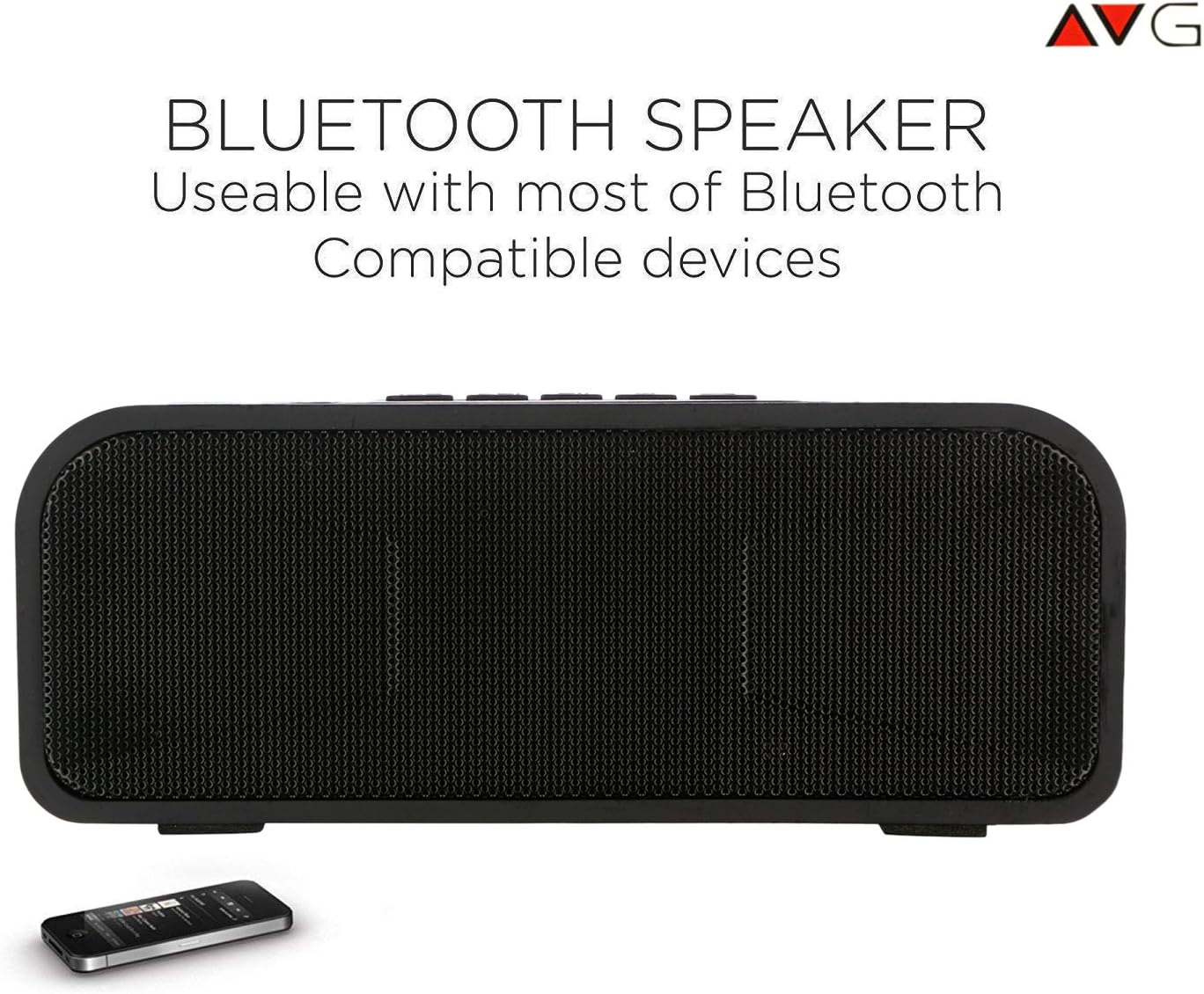 AVG Technology P1 Wireless Portable Bluetooth Speaker, Battery Duration, FM, USB, AUX, Micro SD Card Reader for Samsung Galaxy S8 Lenovo (Black)