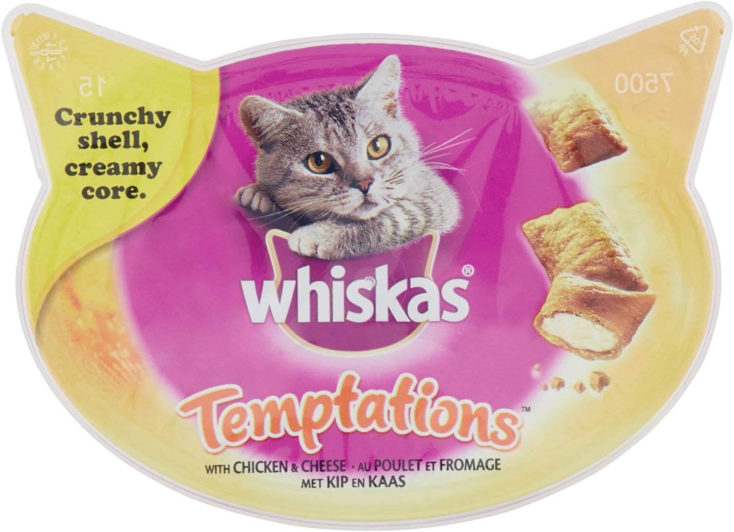 Whiskas Temptations Cat Treats Chicken and Cheese, 60g Amazon.co.uk