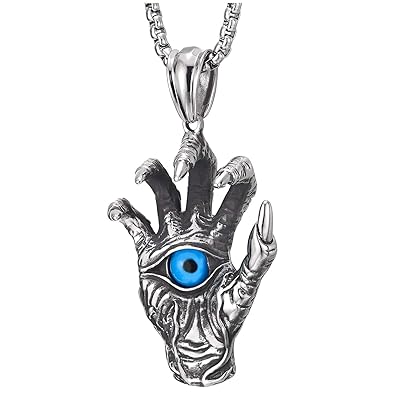 Gothic Skeleton Hand Pendant Necklace with Evil Eye, Kuwait Ubuy