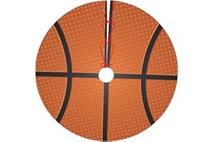 HSBOLEDIY Basketball Christmas Trees Skirts 36", Retro Sports Xmas Tree Cloth Mats for Holiday Party Decor Gift, Festival, Home Decoration