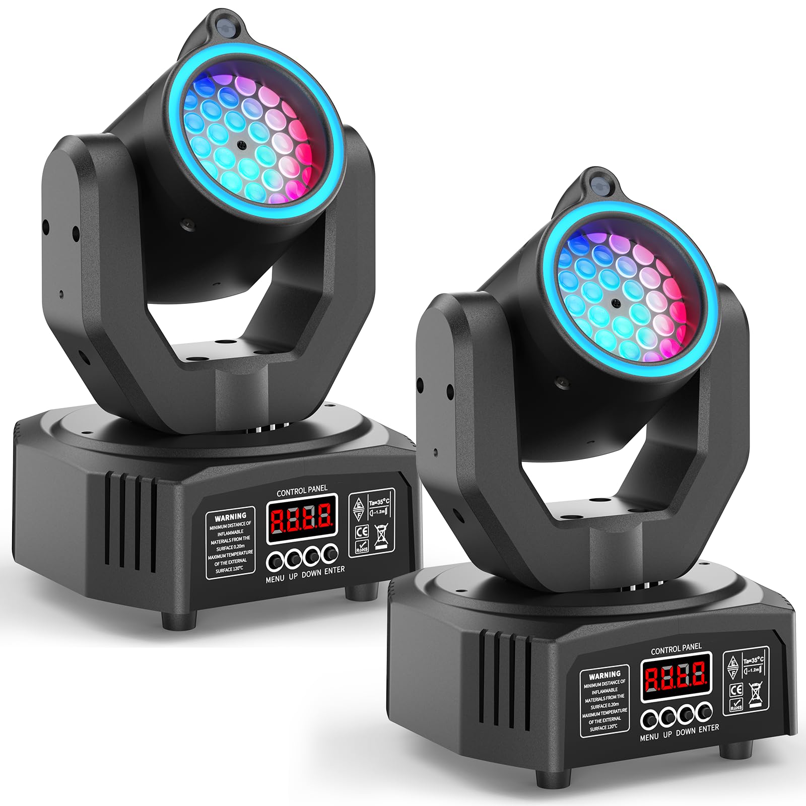 Photo 1 of 2PCS Compact 30W Stage Moving Head Light with Beam,GOBO Projection,Remote Control Sound Active & DMX512 Control 450° Pan/180° Tilt for DJ Party Home Theater Small Venues
