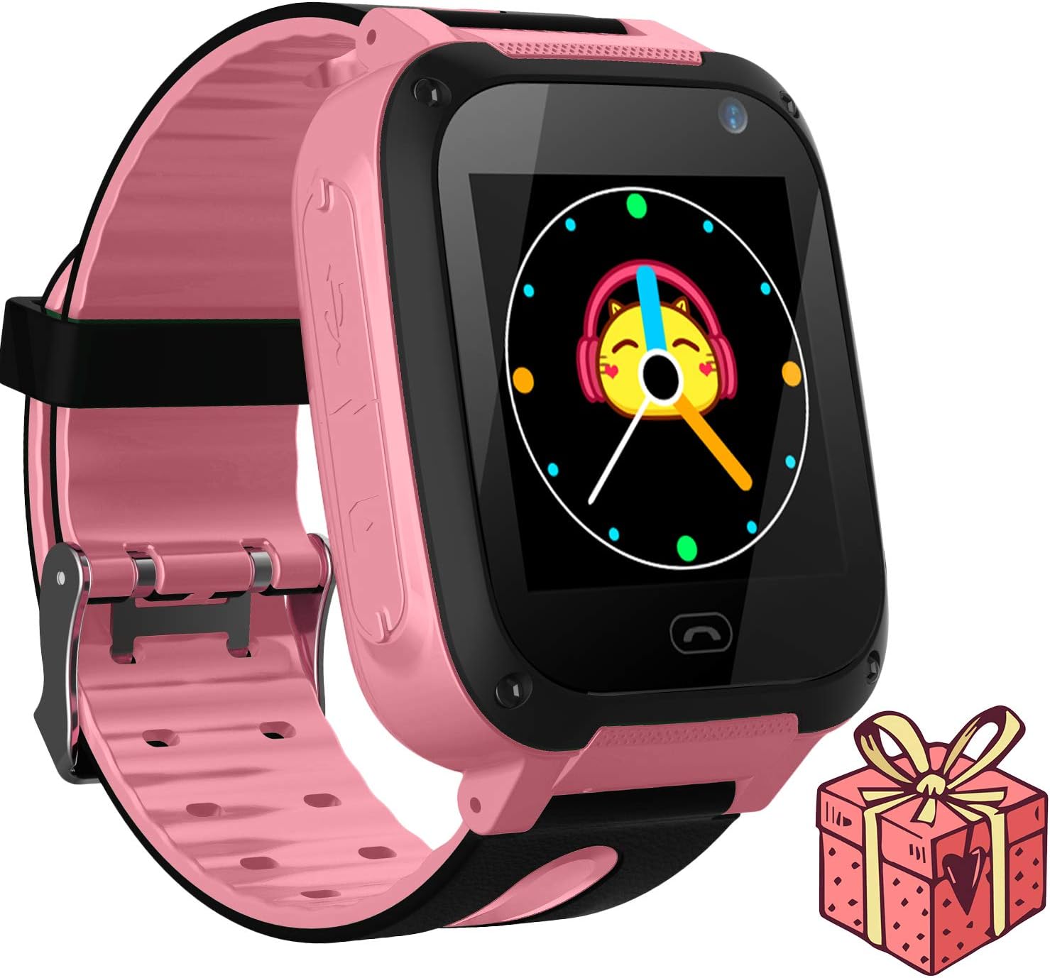 Jslai Kids Smart Watch Phone,LBS Tracker for 3-12 Year Old Boys Girls with Flashlight Camera Sim Card Slot Touch Screen Game for Children Birthday Gift (S4-Pink)