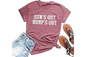 MNLYBABY Sun's Out Bumps Out Shirt Women Maternity Pregnancy Funny Saying T-Shirt Summer Short Sleeve Casual Tops Tees