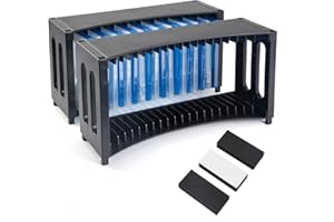 alavisxf xx DVD Storage Rack, Upgrade 2 Pack Stackable ABS DVD Storage Organizer Can Hold 40 Slim DVD Jewel Cases, DVD Organizer Holder Rack for Home, Office, Movie Music Room (DVD Rack)